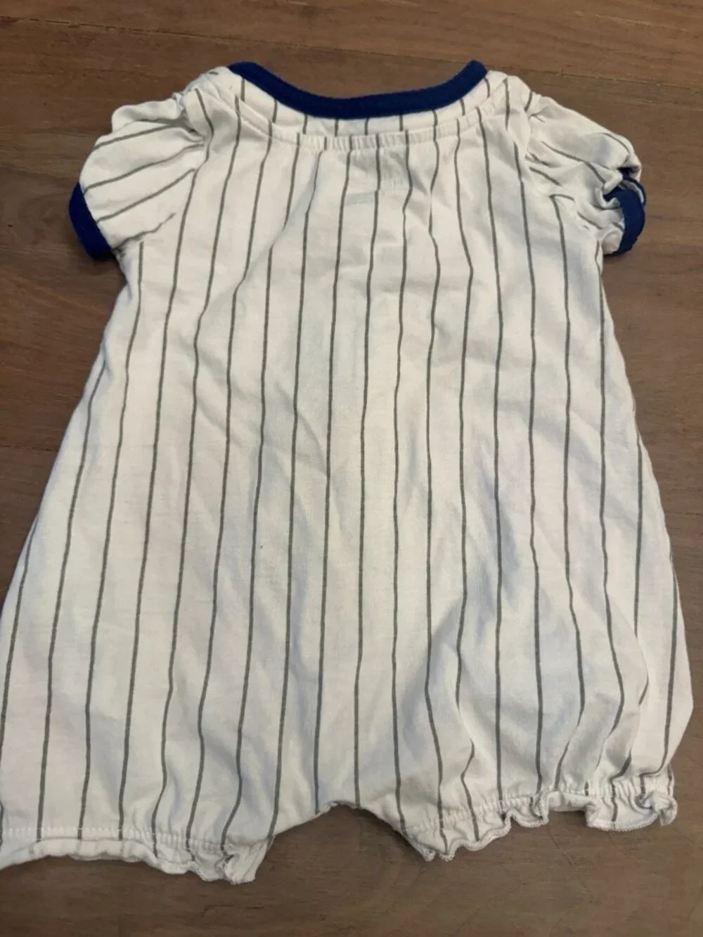 Chicago Cubs Pinstripe Puff-Sleeve Baby Romper MLB 6-9M